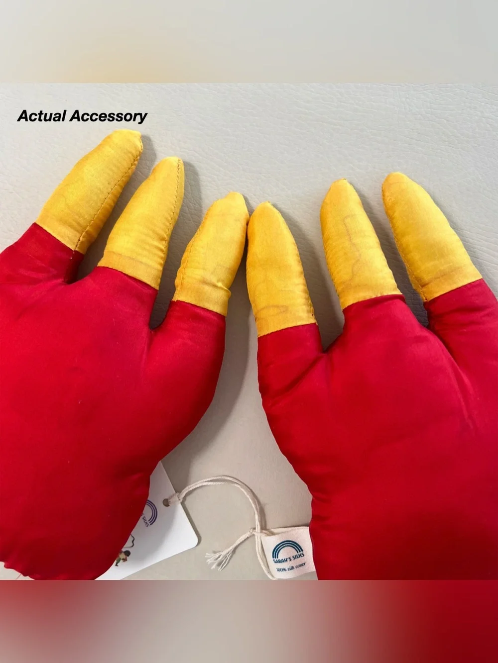 NWT: SARAH’S SILKS DINOSAUR CLAWS IN RED & YELLOW (OS)